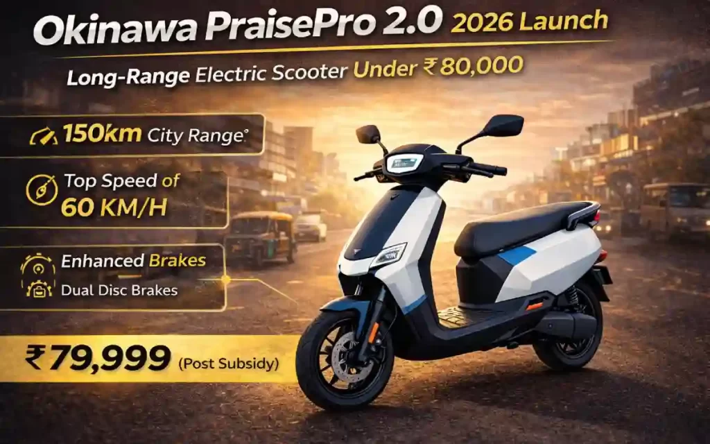 Okinawa PraisePro 2.0 2026 Launch: 150km Range Electric Scooter Under ₹80,000