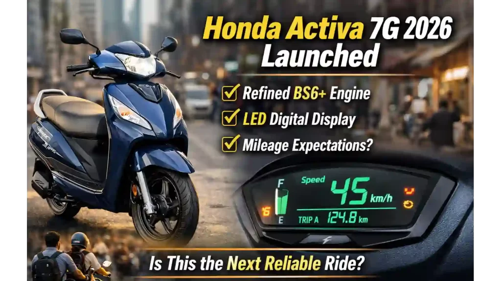 Honda Activa 7G 2026 Launched scooter showing new LED digital display and updated BS6+ engine expected mileage