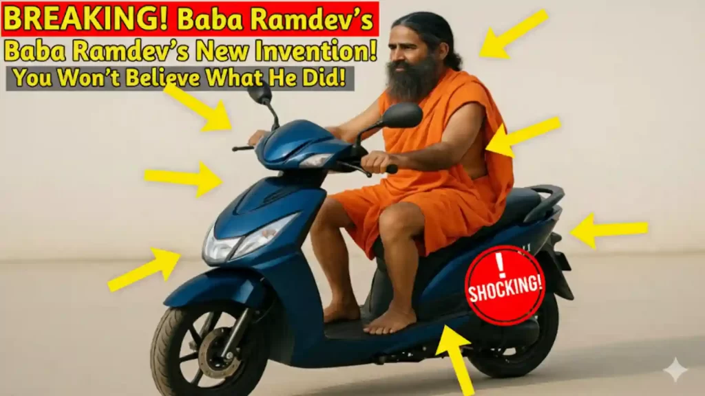 Patanjali electric scooter review 2026 showing scooter on road with rider and price shock highlight