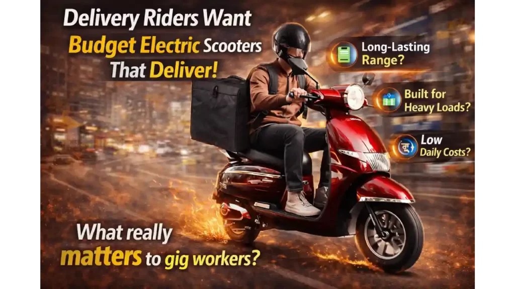 Delivery rider on electric scooter in city