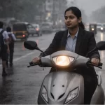 Morning commute in the rain