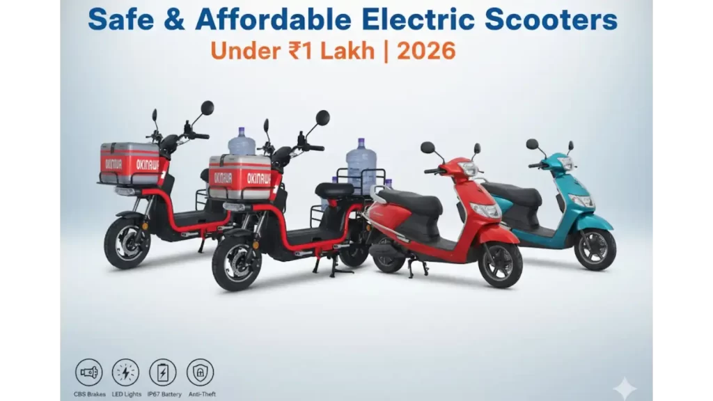 Affordable electric scooters with good safety features in India under ₹1 lakh