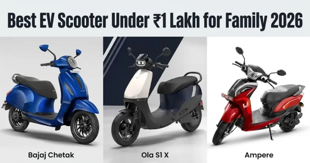Best electric scooter under 1 lakh for family in 2026 - Bajaj Chetak Ola S1 X Ampere Magnus EX comparison guide